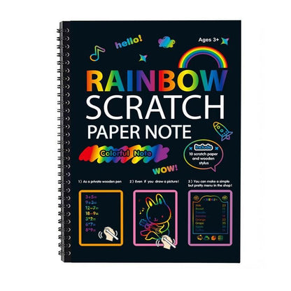 🎨 50% RABATT NU! Regnbågens magiska skrappapper med träpenna – färgglad klotterkonst, giftfri & kreativ – perfekt för barn från 3 år och uppåt ✨🖍️