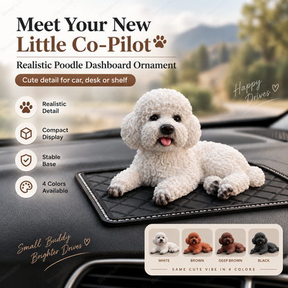 🐩 50% RABATT NU! Pudel-prydnad till bilen – realistisk resin, kompakt ställning & 4 färger – perfekt för instrumentbrädan och hundälskare 🐶✨