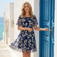 👗 50% RABATT 🌸 | Kortärmad A-linje Festklänning – Blommönster & Dubbel Chiffong