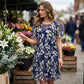 👗 50% RABATT 🌸 | Kortärmad A-linje Festklänning – Blommönster & Dubbel Chiffong