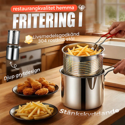 🔥 HETT ERBJUDANDE – 50 % RABATT! Multifunktionell stekpanna i 304 rostfritt stål – fritera, steka, koka och stuva i en och samma gryta 🍳🍟