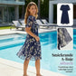 👗 50% RABATT 🌸 | Kortärmad A-linje Festklänning – Blommönster & Dubbel Chiffong