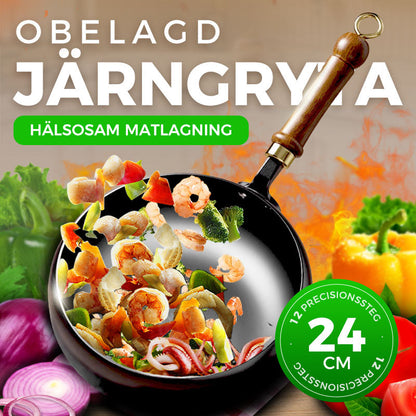 🍳🔥 Obelagd järnpanna – ju mer du använder, desto bättre non‑stick – utan kemikalier, utan flagnande beläggning 🍳