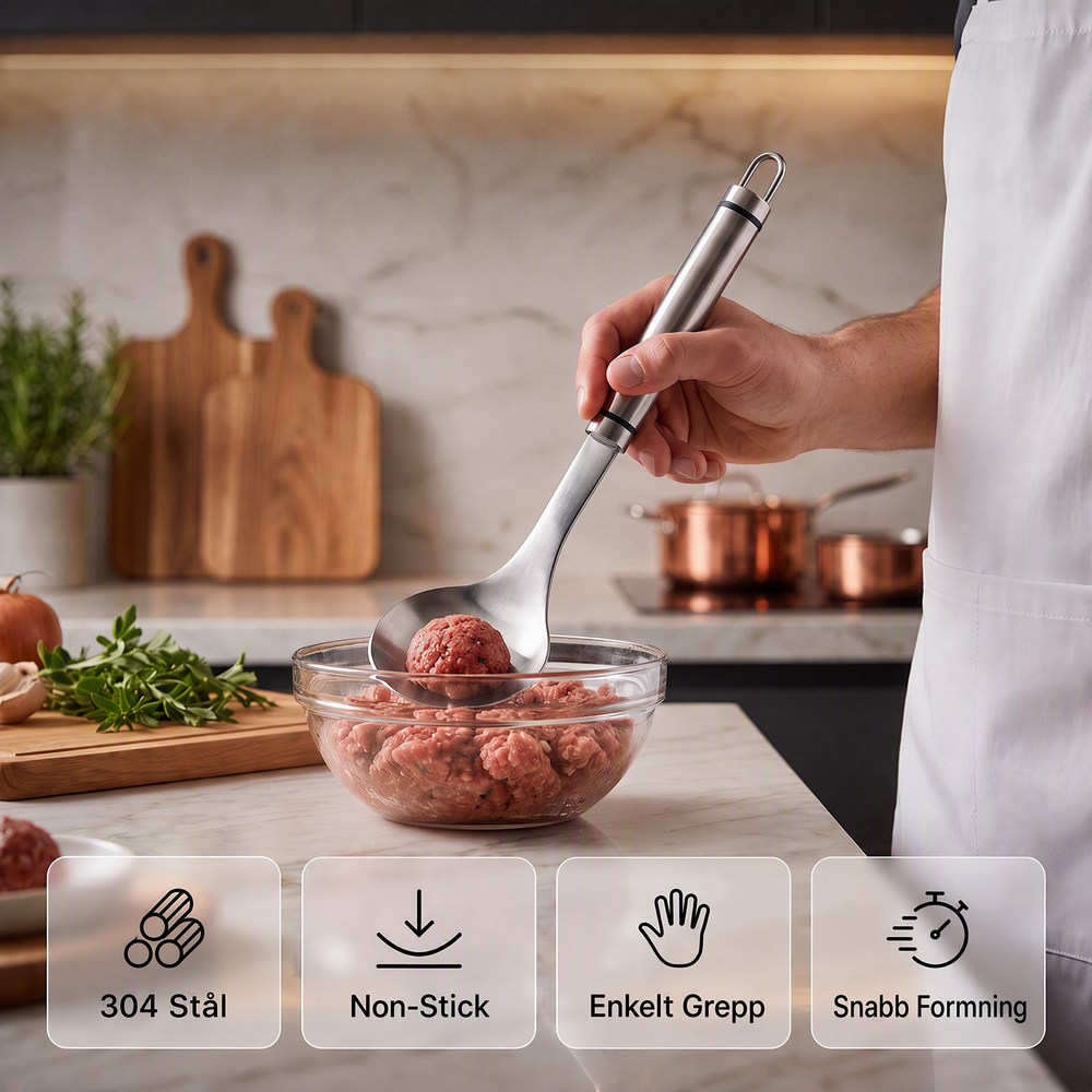 🍖 Köp 1 få 1 gratis⏰ Köttbulleformare i rostfritt stål – kreativ design, kladdfri & ergonomisk – perfekt för snabba och enkla köttbullar 🥩✨