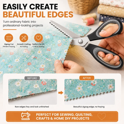 ✂️ 50% RABATT NU! Serrated Sewing Scissors – vassa tandade blad, ergonomisk design & mångsidig användning – perfekt för tyg, läder, papper och hantverk 🧵✨