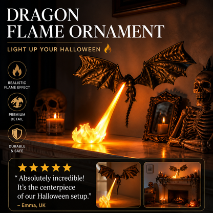 🔥 50% RABATT NU! Drakelåmsprydnad – handgjord bokhörna med flygande drake – perfekt för bokhyllan, arbetsrummet och som present till bokälskare 🐉✨