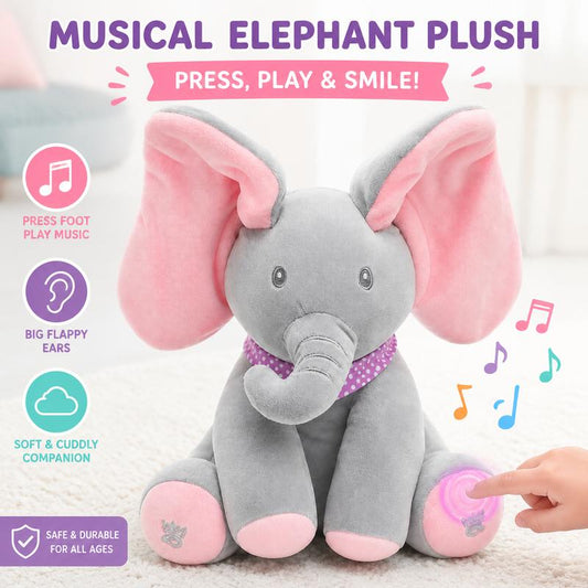 🐘🎶 50% RABATT NU! Peek‑A‑Boo Singing Elephant Plush Toy – interaktiv musikalisk elefant som sjunger, vickar på öronen och spelar tittut – perfekt för bebisar och småbarn 🎵✨
