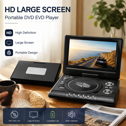 ⏰🎉 BEGRÄNSAT ERBJUDANDE – 50% RABATT! 🎉 📺 7.8" HD Portabel DVD/EVD-spelare – stor skärm, uppladdningsbar & kompatibel med DVD/CD/USB/SD – Perfekt för hem & resor🎬✨