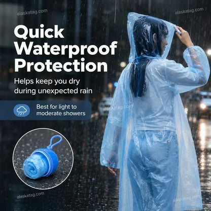 ☔ 50 % RABATT + KÖP 1 – FÅ 1 GRATIS! Mini‑bollformad engångsregnrock – portabel, vattentät & bekväm – perfekt för resor, pendling och utomhusäventyr 🌧️✨