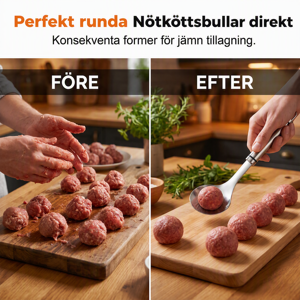 🍖 Köp 1 få 1 gratis⏰ Köttbulleformare i rostfritt stål – kreativ design, kladdfri & ergonomisk – perfekt för snabba och enkla köttbullar 🥩✨