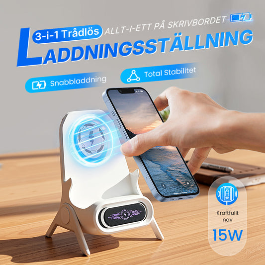 📱 50 % RABATT! ✨ Telefonhållare med trådlös snabbladdare – universell justering och 360° rotation, perfekt för resor eller kontoret 🚗📦