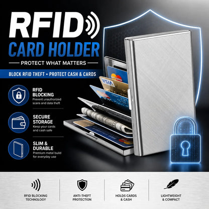 🛡️ 50% RABATT NU! 💳 RFID-kreditkorthållare – skyddar mot identitetsstöld, 6 fack, rostfritt stål & bärbar – perfekt för vardag, resor och presenter 🔒✨
