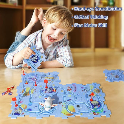 🚗 HOT SALE – 50% RABATT! 🚗 Educational Puzzle Track Car Play Set – DIY-assemblerad bilbana, hjärngymnastik & säker ABS-plast – perfekt för barn från 3 år 🧩✨