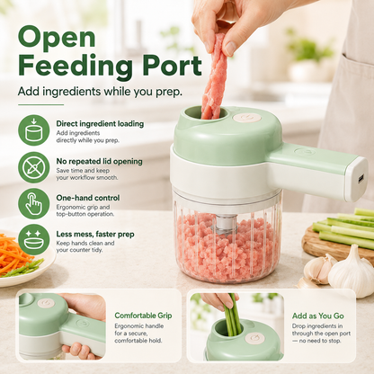 🥬 50% RABATT NU! 🥦 4-in-1 Handheld Electric Food Chopper – multifunktionell, tidsbesparande & lättanvänd – perfekt för hackning, malning och rengöring ⚡🍽️