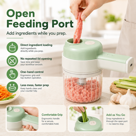 🥬 50% RABATT NU! 🥦 4-in-1 Handheld Electric Food Chopper – multifunktionell, tidsbesparande & lättanvänd – perfekt för hackning, malning och rengöring ⚡🍽️