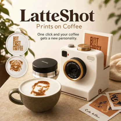 🎃 HALLOWEEN DEAL – 50 % RABATT! 🔥 Retro Coffee Art Camera – mekanisk latte-schablonprinter – ett klick, snabb kaffekonst ✨
