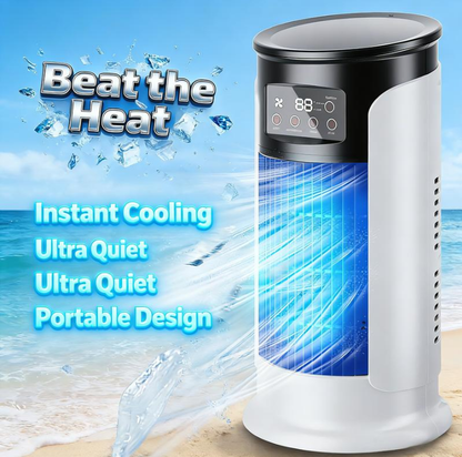 ❄️2026 Ny evaporativ luftkonditionering – kompakt USB-bordfläkt, personlig kylare med 300 ml tank, justerbara hastighetsinställningar, timer, tystgående, bärbar design för sängbordet | Kylfläkt för små rum, hemmet, resor och utomhusbruk