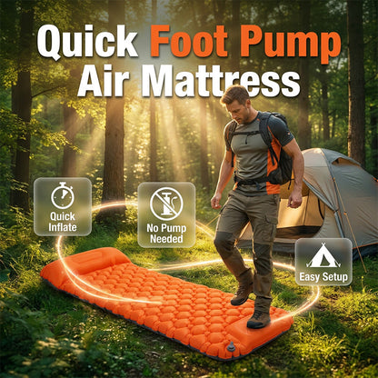🛏️ 50% RABATT NU! ⛺ Lyxig Ultralätt Liggunderlag – inbyggd fotpump & 7,5 cm tjock – perfekt för camping, vandring och stranden 🌊✨