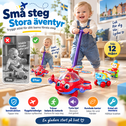 ✈️ 50% RABATT NU! 👶 Handdrivet flygplansleksak för spädbarn som lär sig gå – stabil, tippskyddad & ljudlös – perfekt för första stegen 💙