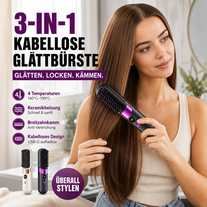 ✨ 50% RABATT NU! Trådlös 3‑i‑1 stylingkam – plattar, lockar & rätar ut – med keramisk teknik, 4 temperaturer & USB‑C – perfekt för resan 💇‍♀️✨