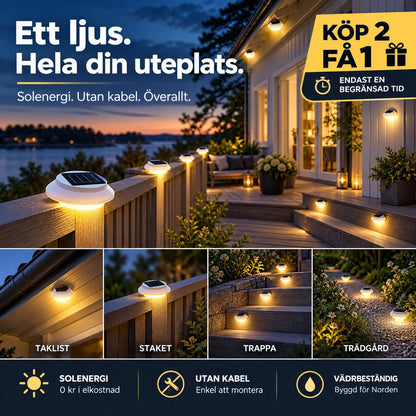 🌞🎁 KÖP 2 FÅ 1 GRATIS! 🔥 Vattentät solcellslampa med 3 LED – laddas av solen, lyser hela natten – perfekt för trädgård, altan och entré ✨