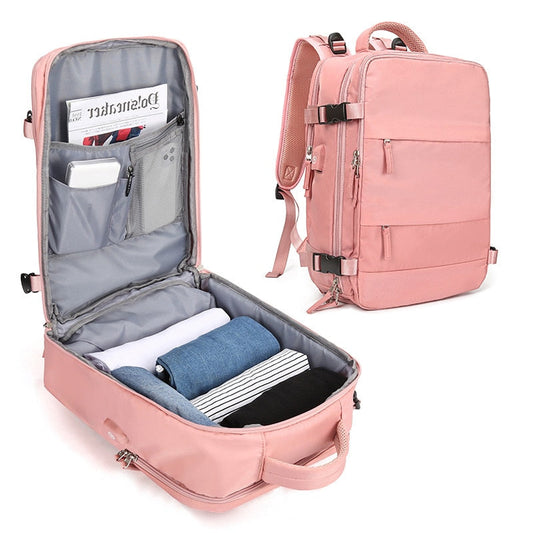 🧳 50% RABATT NU! Stor vattentät resryggsäck för kvinnor – 14 fack, 45 liter & plats för skor, blöta kläder och laptop – din ultimata resekompanjon ✈️🌍