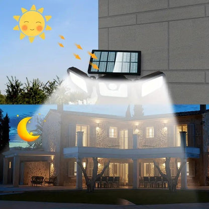 💡 50% RABATT! ☀️ Solarvägglampa 3-Huvuden – Sensorljus, Väderbeständig & Energisnål 🔋