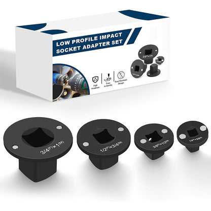 🔧 50 % RABATT NU! Adaptersats för lågprofil‑slaghylsor – 4 storlekar, Cr‑Mo‑stål & stapelbar design – perfekt för bilreparationer, verkstaden och DIY‑projekt 🛠️💪