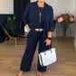 🔥Mest populärt🔥Hemkomfort + Business Elegance Lång kofta, topp och byxor, 3-delat set👚