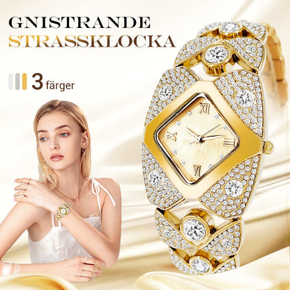 ✨🕰️Retro kvarts klocka för kvinnor med glittrande strassstenar - Köp 2 fritt frakt