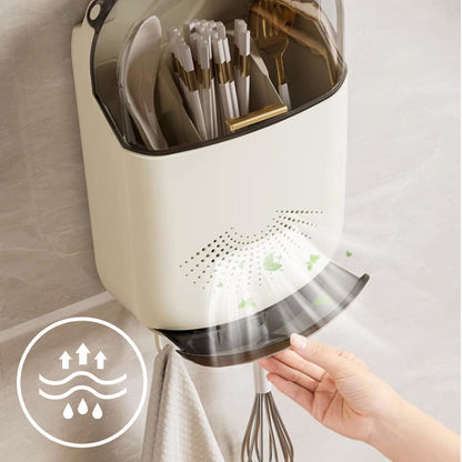 Väggmonterad multifunktionell ätpinnarhållare avloppslåda