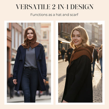 Stickad balaclava-huva med knappar för kvinnor