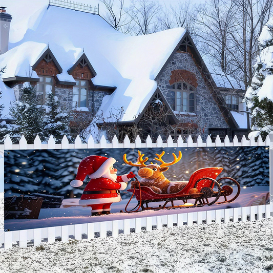 🎄 50% RABATT! ✨ JULBANNER FÖR UTOMHUS - Väderbeständig med Festlig Belysning, Snabb Monterning med Ställning, Perfekt för Trädgård och Fasad 🏡🎅