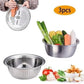 🥣 50% RABATT NU! Multifunktionell behållare i rostfritt stål från Tyskland – 3‑delat set – perfekt för siktning, rivning & förvaring – livsmedelsklassat 201 rostfritt stål 🍽️✨