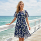 👗 50% RABATT 🌸 | Kortärmad A-linje Festklänning – Blommönster & Dubbel Chiffong