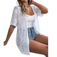 👚 50% RABATT NU! Kortärmad open‑front stickad cardigan – pointelletrikå, andningsbar & lätt – perfekt för sommaren, övergångsperioder och semester ☀️✨