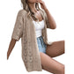 👚 50% RABATT NU! Kortärmad open‑front stickad cardigan – pointelletrikå, andningsbar & lätt – perfekt för sommaren, övergångsperioder och semester ☀️✨