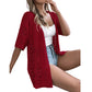 👚 50% RABATT NU! Kortärmad open‑front stickad cardigan – pointelletrikå, andningsbar & lätt – perfekt för sommaren, övergångsperioder och semester ☀️✨