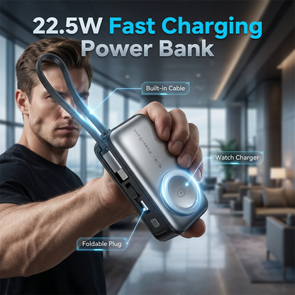 💎 50% RABATT NU! Magnetisk trådlös powerbank – 4‑i‑1 kompatibel, 22,5 W snabbladdning & kompakt design – ladda telefon, klocka och enheter – överallt 📱⚡