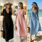 🌸 50% RABATT – NYHET! Soft & Breathable Midi Dress med justerbart knytband – V‑ringad, empiremidja & A‑linje – perfekt för sommar, semester och vardag 👗✨