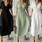 🌸 50% RABATT – NYHET! Soft & Breathable Midi Dress med justerbart knytband – V‑ringad, empiremidja & A‑linje – perfekt för sommar, semester och vardag 👗✨