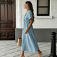 🌸 50% RABATT – NYHET! Soft & Breathable Midi Dress med justerbart knytband – V‑ringad, empiremidja & A‑linje – perfekt för sommar, semester och vardag 👗✨