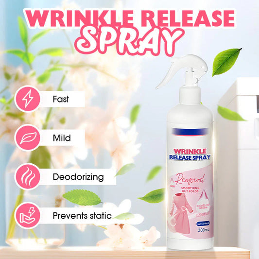 🥳 2026 HOT SALE 🥳 💞 50 000+ SÅLDA! 👔❤️‍🔥 Multifunktionell Skrynkelborttagningsspray – Tar bort skrynklor på några minuter – Tar bort lukt, skonsam mot tyger – Ingen strykning behövs! – Måste‑ha för resor 👕✨