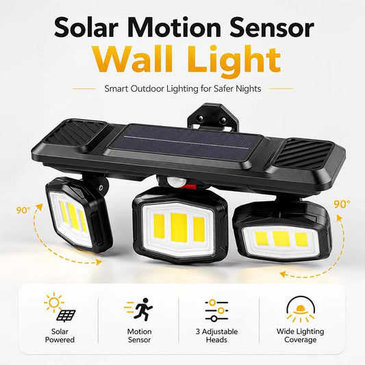 💡✨ Justerbar solcellsvägglampa med sensor – automatisk belysning för uppfart, altan & entré