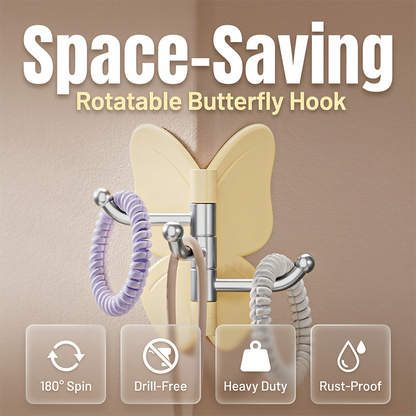🦋 50% OFF! 50K+ sold! Rotatable butterfly hook – no drilling needed, 3 arms for all your accessories, keeps everything organized! ✨