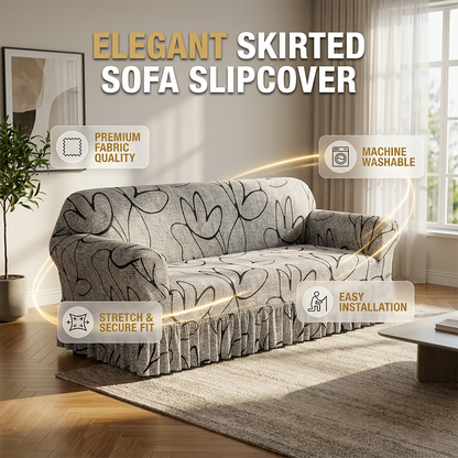 🛋️ 50% RABATT NU! ✨ Högsträckbart sofföverdrag med volangkant – fullständigt skydd för din soffa – perfekt för hemmet och vardagsrummet 🏠🛡️