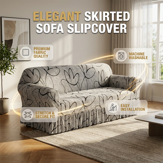 🛋️ 50% RABATT NU! ✨ Högsträckbart sofföverdrag med volangkant – fullständigt skydd för din soffa – perfekt för hemmet och vardagsrummet 🏠🛡️