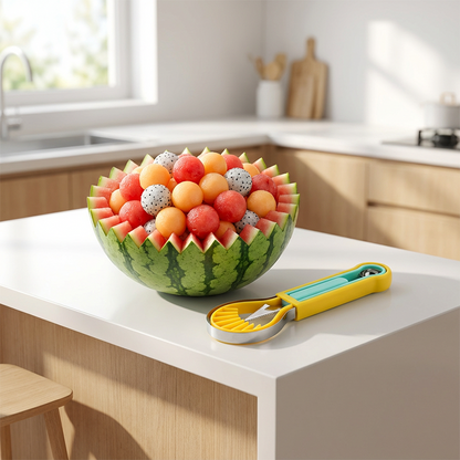 🍉 50% RABATT NU! 3-i-1 set för frukt och melonkulor – skär, forma & dekorera – rostfritt stål, kompakt förvaring & bekvämt grepp – perfekt för melon, vattenmelon och mjuka frukter 🍓✨