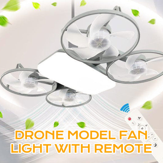 🚁 50% RABATT NU! 3-växlad E27-drönarmodellfläkt med fjärrkontroll – modern design, 3 hastigheter & 3 ljustemperaturer 💡🌀