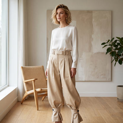 👖✨ 50% RABATT NU! Plisserade ballongbyxor med volangmudd – ledig, feminin & otroligt bekväm – perfekt för vardag och fest 🌸🌿